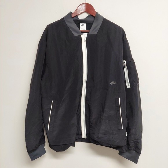 Nike Sportswear Essentials Lined Bomber Jacket Sz XL DM6698-010 Black White
